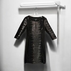 Linea Domani, Elegant Sequin Special Occasion Dress, Small, Black & Silver